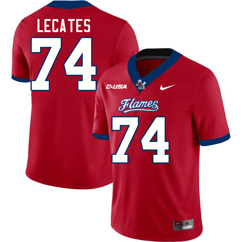 Liberty Flames #74 Jacob Lecates College Football Jerseys Stitched-Red